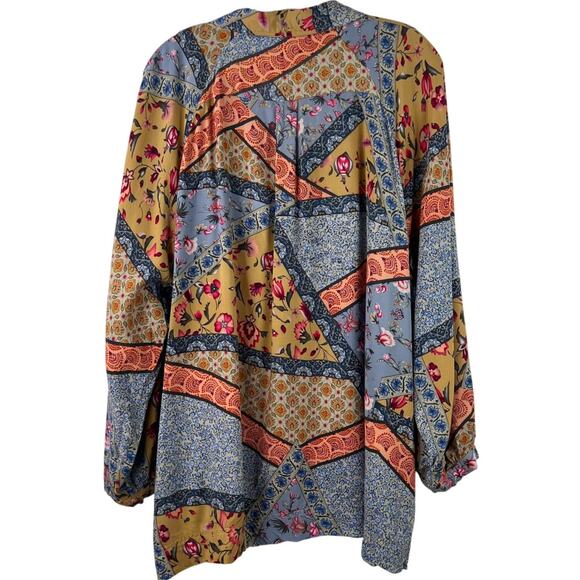 Christian Siriano Women's Top New York Button Up Patchwork Shirt Artsy Size L - Picture 2 of 16